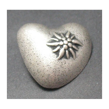 Bouton coeur edelweiss 25mm