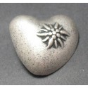 Bouton coeur edelweiss 25 mm