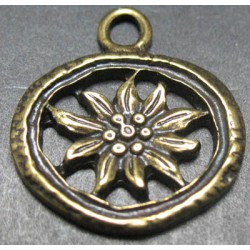 Charms  edelweiss vieux bronze 22 mm