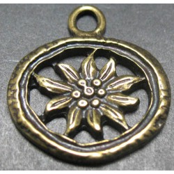 Charms  edelweiss vieux bronze 22mm