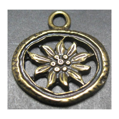 Charms  edelweiss vieux bronze 22mm