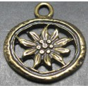 Charms  edelweiss vieux bronze 22mm