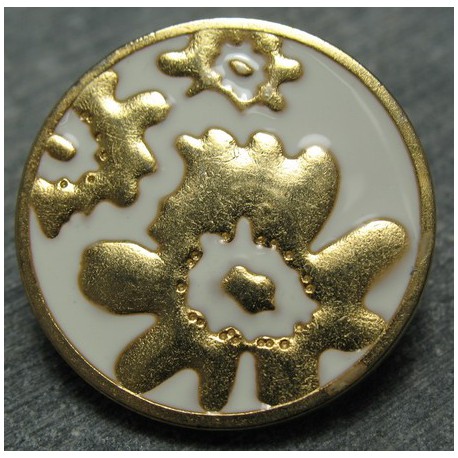 Bouton blanc tache or 25mm