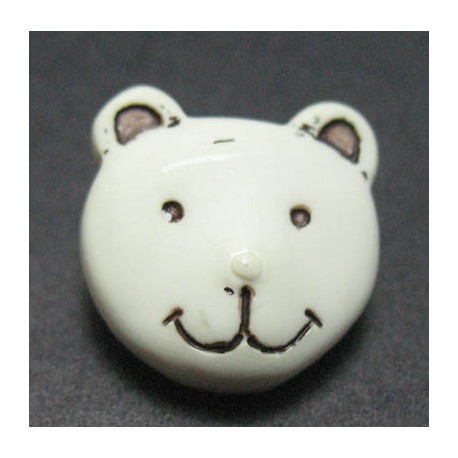 Bouton ours blanc ivoire 15 mm b46