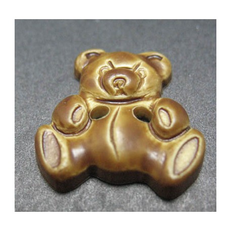 Bouton ours caramel kaki 16 mm b46