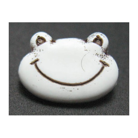 Bouton grenouille blanc noir 16 mm 