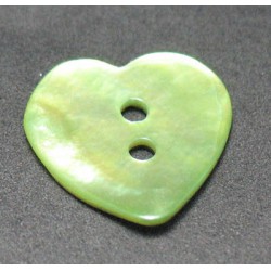 Nacre coeur vert anis 15mm