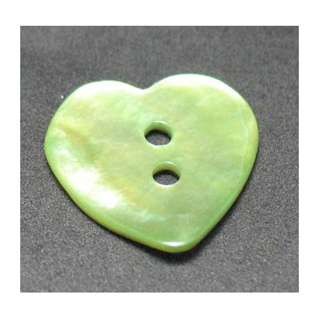 Nacre coeur vert anis 15 mm