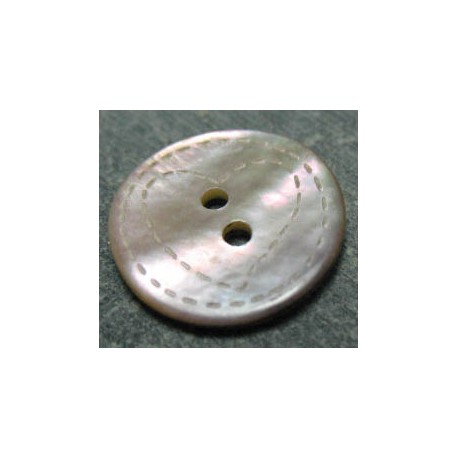 Bouton nacre rose coeur pointillé laser 18 mm b31