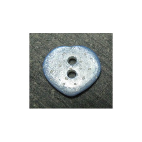 Bouton Nacre riviere coeur bleu 15mm