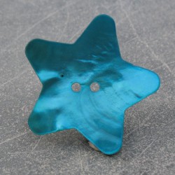 Bouton nacre étoile turquoise 38 mm