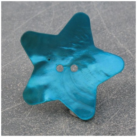 Bouton nacre étoile turquoise 38 mm