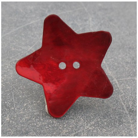 Bouton nacre étoile rouge 38 mm