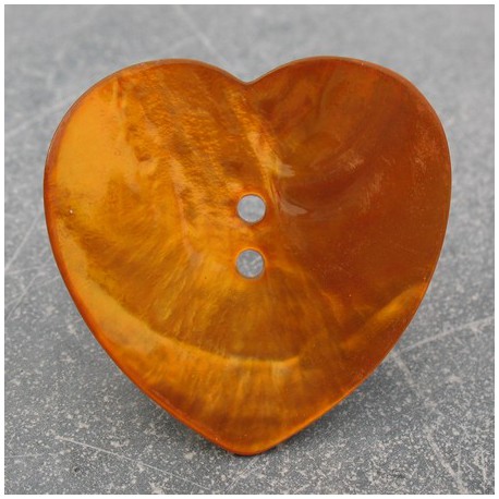 Bouton nacre coeur orange 38mm