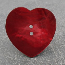 Bouton nacre coeur rouge 38mm