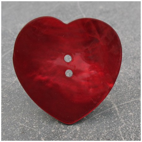 Bouton nacre coeur rouge 38 mm