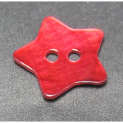 Bouton nacre etoile rouge 15 mm