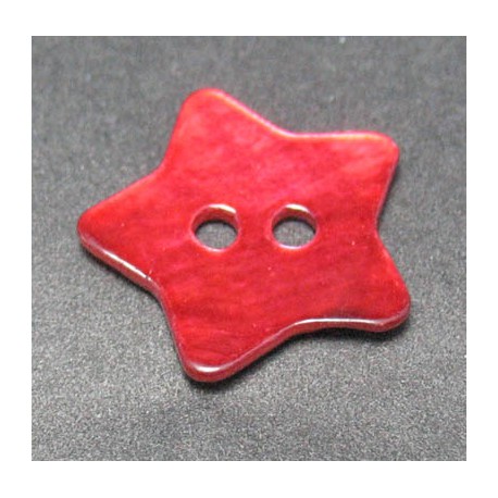 Bouton nacre etoile rouge 15 mm