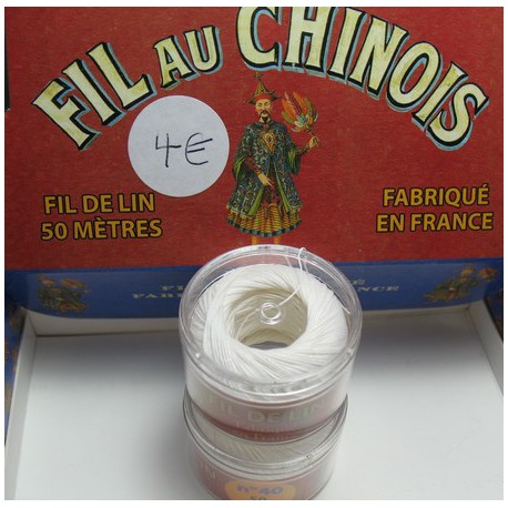 Fil au chinois  lin blanc  50 m