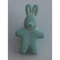 Bouton lapin vert d'eau 15mm