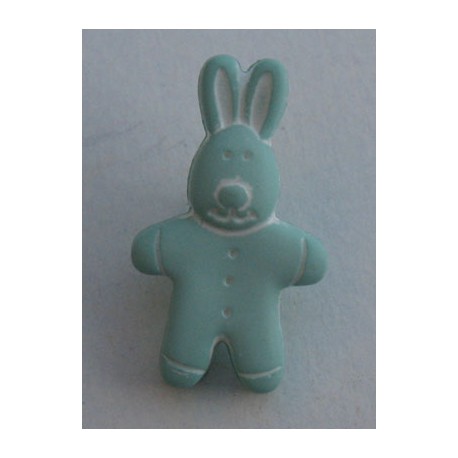 Bouton lapin vert d'eau 18 mm b2