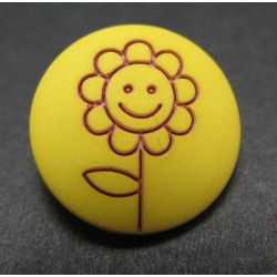 Bouton fleur tournesol jaune rouge 15mm 