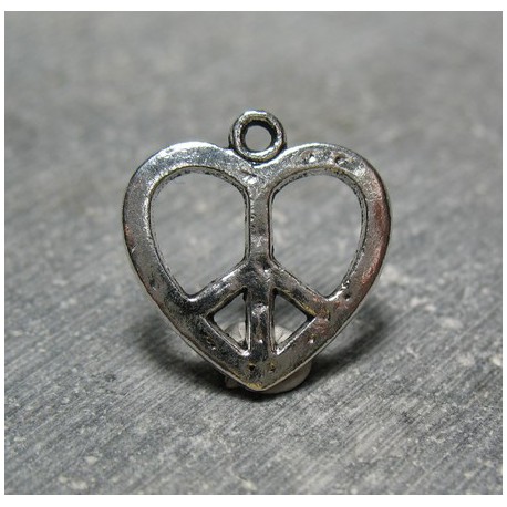 Charms coeur peace  love 18 mm