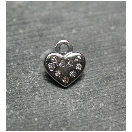 Pendentif coeur strass 10 mm