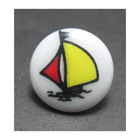 Bouton voilier jaune rouge 15mm 