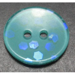 Bouton hologramme vert petrole 18 mm b54