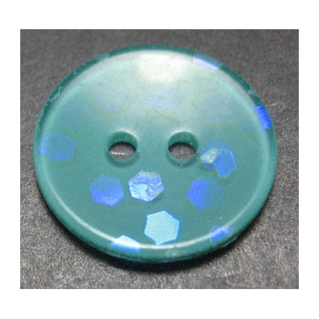 Bouton hologramme vert petrole 18 mm b54