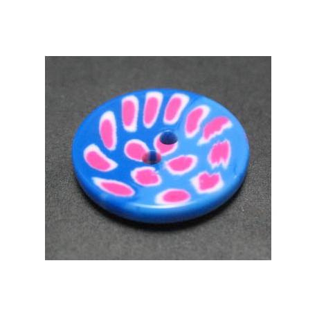 Bouton tache bleu fuschia 23 mm b1