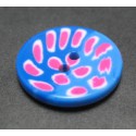 Bouton tache bleu fuschia 23 mm b1