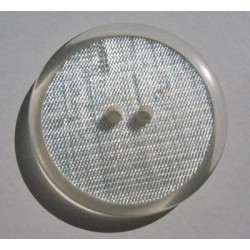 Bouton translucide inclusion tissu métal argent  effet loupe 34mm  