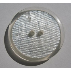 Bouton translucide inclusion tissu métal argent  effet loupe 34 mm  b64