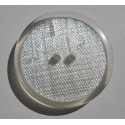 Bouton translucide inclusion tissu métal argent  effet loupe 34 mm  b64