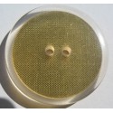Bouton translucide inclusion tissu metal doré  effet loupe 34 mm  b64