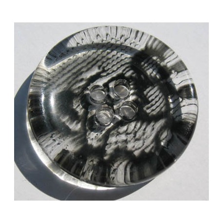 Bouton translucide impression dentelle tulle  noire 34mm