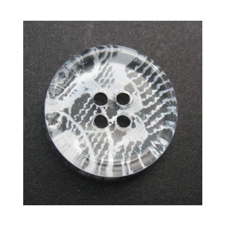Bouton translucide impression dentelle tulle  blanche 15  mm  b64