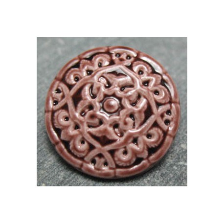 Bouton arabesque marron 22mm