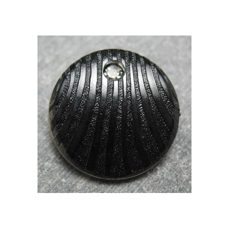 Bouton ligné noir strass 25mm