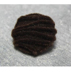 Bouton velours ligné marron 22mm