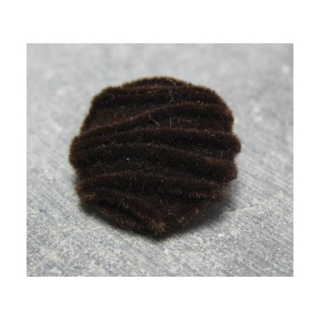 Bouton velours ligné marron 22mm