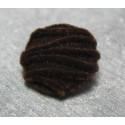 Bouton velours ligné marron 22mm