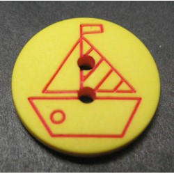 Bouton voilier jaune rouge 15mm 