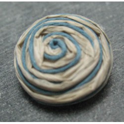 Bouton rafia écru bleu 23mm 