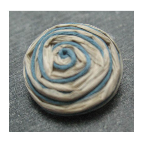 Bouton rafia écru bleu 23mm 