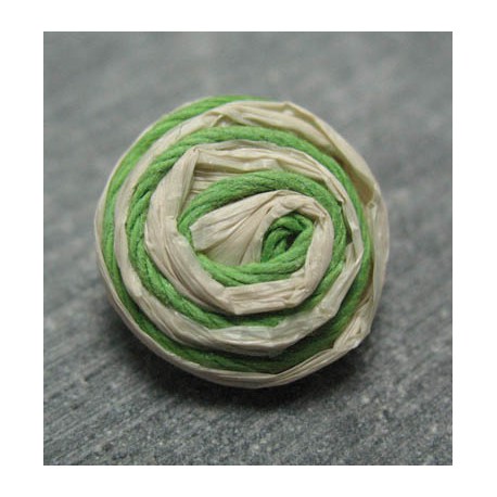 Bouton rafia écru vert 18 mm b34