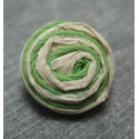 Bouton rafia écru vert 18 mm b34