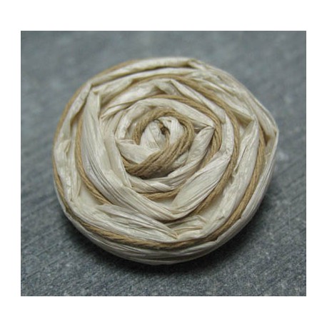 Bouton rafia écru beige 30 mm b34